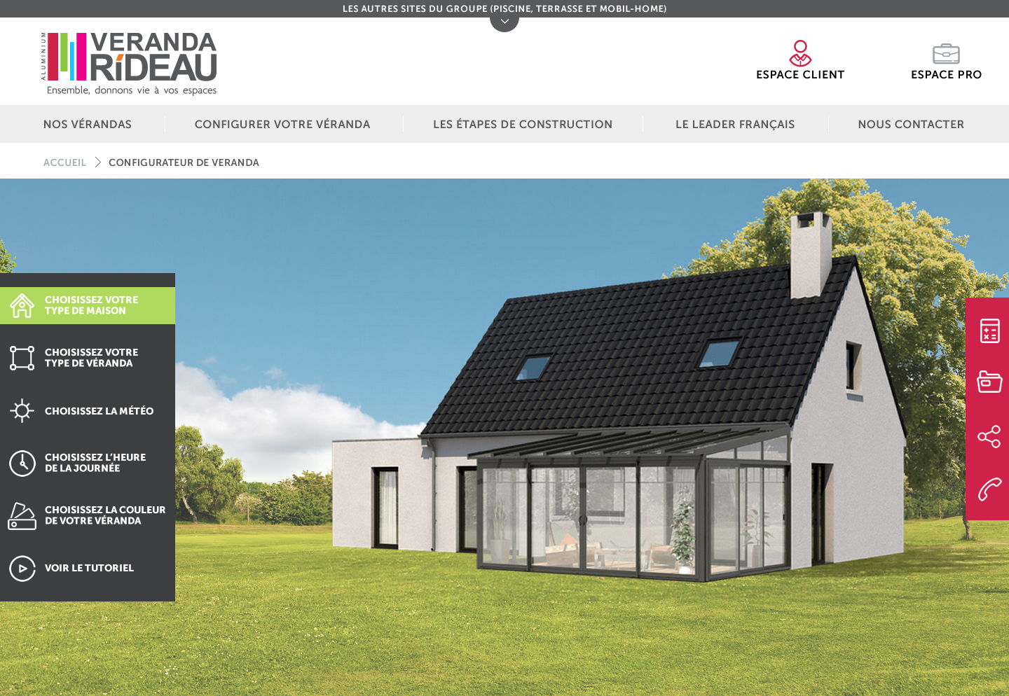 Conception du nouveau site responsive, avec configurateur 3D - Véranda Rideau - agence DPS les indés