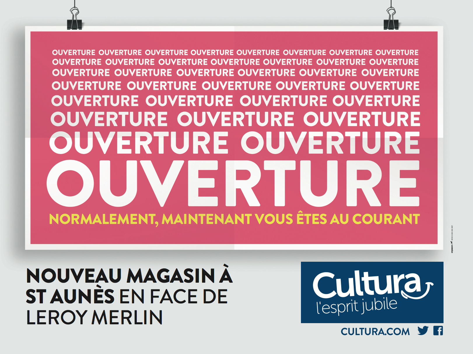 CULTURA – Ouverture Magasin – Affichage – Cultura – Agence St John’s