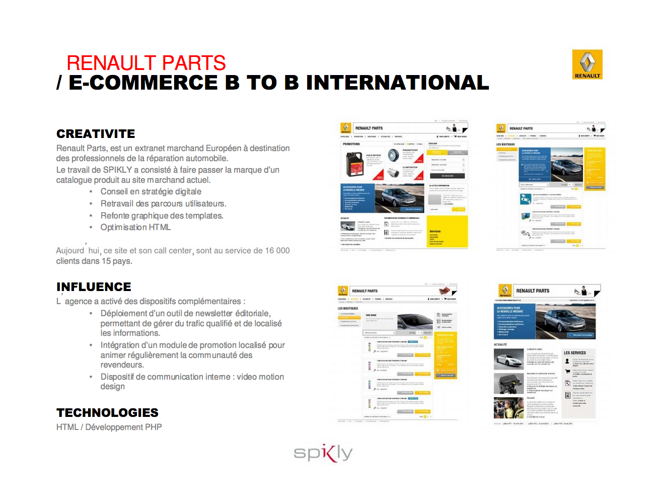 E-Commerce B To B International – Renault Parts – Agence Spikly